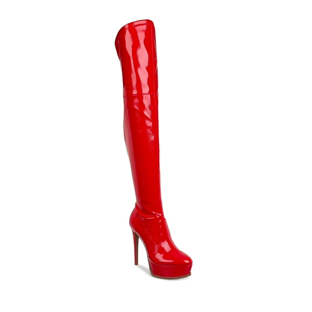 Thalia Sodi Silena Red Over-the-Knee High Heel Boots, Size 7